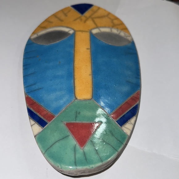 raku pottery mask signed jo - Picture 3 of 3